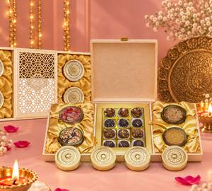 Suraj Sandook Diwali Tyohaar Box - 12 Dates Assorted Laddoos, Oats Cookies, Granola & Dry Fruits