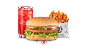 American Grilled Chicken Burger Fruit Iced Tea Meal