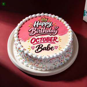 October Month Babe Birthday Cake