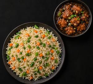 Fried rice with chicken manchurian