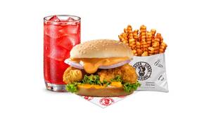 Chicken Kurkure Momo Burger Fruit Iced Tea Meal