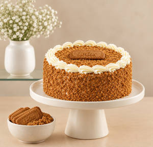 Eggless Lotus Biscoff Cake