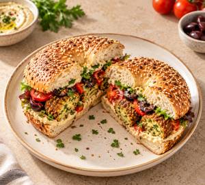 Mediterranean Hummus/Falafel Bagel