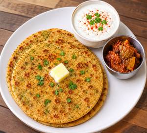 Aloo Matar Paratha (2)Pcs+Dahi+Achar