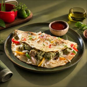 Pulled Pesto Chicken & Cheese Omelette