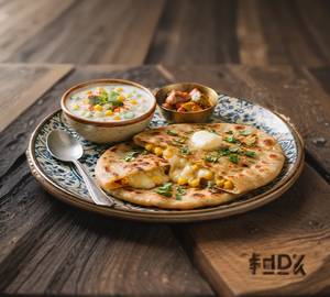 Cheese corn Paratha And Dahi Combo