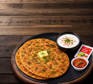 Onion Masala Paratha 2Pcs With Dahi 