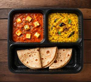 3 roti and dal and paneer masala