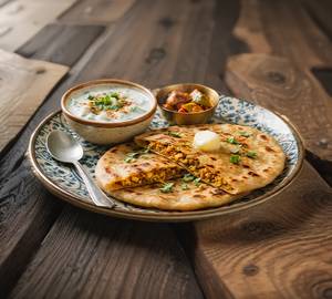 Paneer Paratha And Dahi Combo