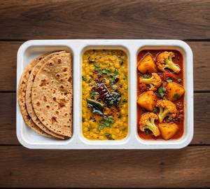 3 roti and dal and alu gobi