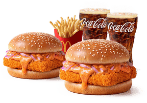 2 Spicy Patakha Paneer Burger + M Fries + 2 Coke
