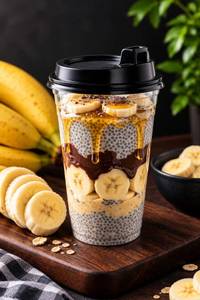 Layered Choco Banana Honey Chia Puddin Glass*