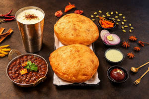 Chole Bhature + Chaas + Gulab Jamun + Onion + Chutney + Pickle