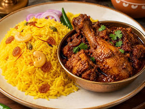 Kasha Murgi And Basanti Pulao