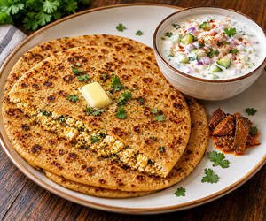 Paneer Paratha With Raita