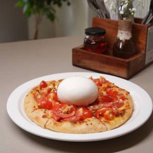 Marinated Cherry Tomatoes & Burrata Pizza