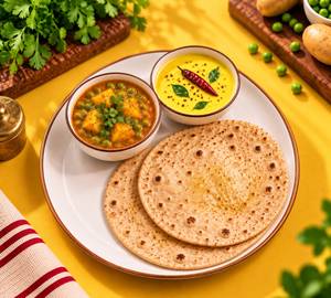 Aloo Matar Sabji+ Bombay Kadhi+ 2 Phulka Chapati