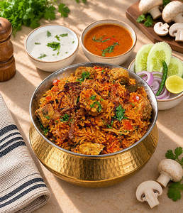 Mushroom Dum Biryani [Serves 1]