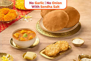 Rajgira Poori & Aloo Hing 3 Course Vrat Thali (No Onion No Garlic)