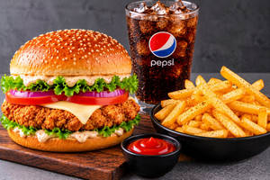 Veg Burger +Fries + Cold Drink
