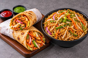 Street Style Combo Veg Roll + Chowmein
