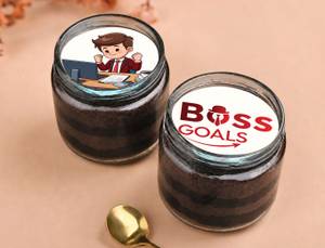 Boss Day Chocolate Poster Jar Cake Duo (180ml each)