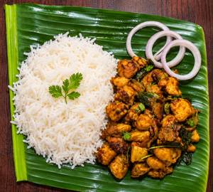 White Rice With Chicken Fry