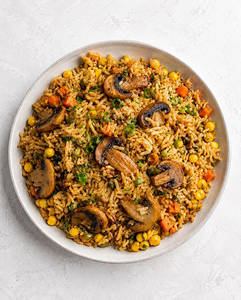 Schezwan Corn & Mushroom Fried Rice