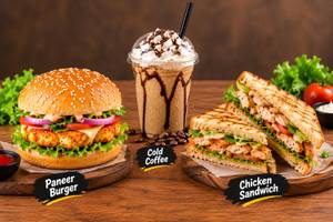 Classic Paneer Burger+Chicken Loaded Sandwich+Classic Cold Coffee(400Ml)