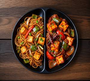 Veg Hakka Noodles+Paneer Chilli Gravy