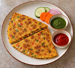 Besan Paneer Chilla With Dahi