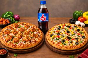 Chicken Tikka Pizza(8 inch)+Veg Loaded Pizza(8 inch)+Thums Up (250Ml)