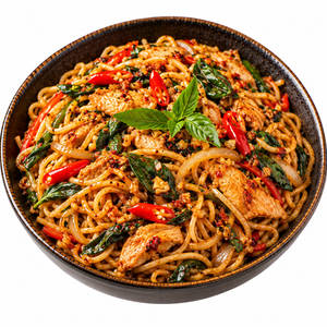 Chilli Garlic Thai Basil Noodles (Chicken)