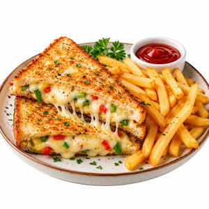 Veg Grilled Sandwich With Fries