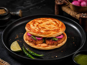 Mushroom Galouti Paratha Burger