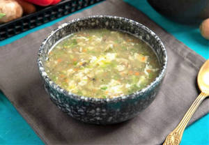 Chicken Manchow Soup With Cripsy Noodles