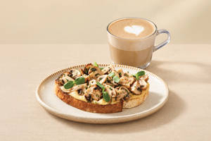 Herbed Mushrooms & Hummus (Egg) + Choice of Beverage