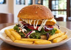 Schezwan Paneer Burger [w]