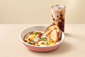 Creamy Turkish Eggs + Choice of Beverage