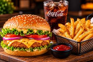 Any burger  fries soft drink