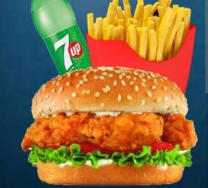 Chicken burger + friench fry + cool drink