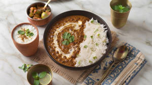 Dal Makhni Basmati Rice Bowl + Tadka Chach [Serves 1]