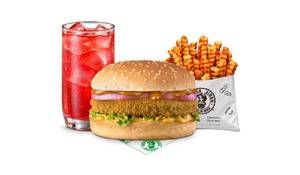 Veg Snacker Burger Fruit Iced Tea Meal