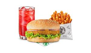Potato Crunch Burger Fruit Iced Tea Meal