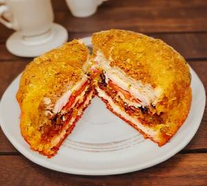 Grilled Chicken Salami Burger with Cheese