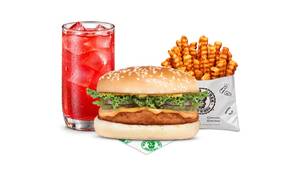 Veg White Guy Burger Fruit Iced Tea Meal