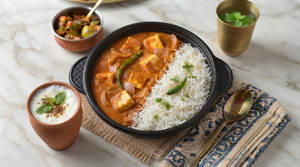 Shahi Paneer Basmati Rice Bowl + Tadka Chach [Serves 1]