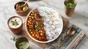 Punjabi Chole Basmati Rice Bowl + Tadka Chach [Serves 1]