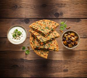 2 Mix Veg Paratha With Dahi And Salad