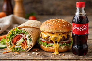 Veg Wrap + Cheese Burger + Cold Drink @ 20